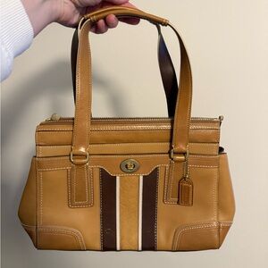 Coach Tan and Brown Shoulder Bag